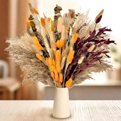 100 Stuks Gedroogde Pampas Grassen Bosje van 43 cm - Decoratie voor Slaapkamer, Eetkamer en Bruiloften, Natuurlijke Bloemen voor Thuis en Woonkamer