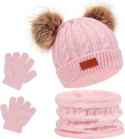 3-in-1 Winterset voor Kinderen: Gebreide Muts, Sjaal en Handschoenen voor Jongens en Meisjes van 1-5 Jaar, Warm en Comfortabel voor Koude Dagen
