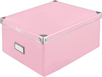 Opbergdoos Karton met Deksel en Labelveld - Roze Universele Opslagdoos