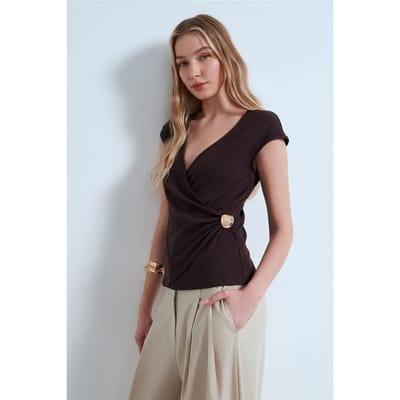 Dames Slim Fit Wikkelblouse