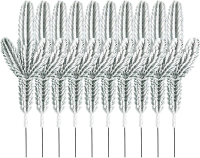 Decoratieve takken - Nep dennentakken - Feestelijke aankleding - Herbruikbaar materiaal - 10 stuks - Wit