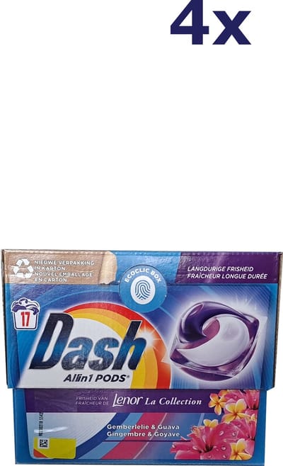 4x Dash Pods Allin1 - 17sc 387.6g Frisheid van Lenor Gemberlelie & Guava