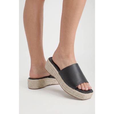 boohoo Dames Espadrille Mule Sleehakken | Black | Maat: 4