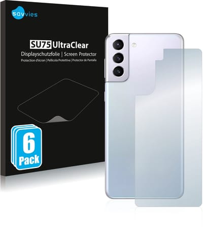 Savvies - Screenprotector voor Samsung Galaxy S21 / 5G (Achterkant) - Folie Beschermfolie transparant 6 Stuks
