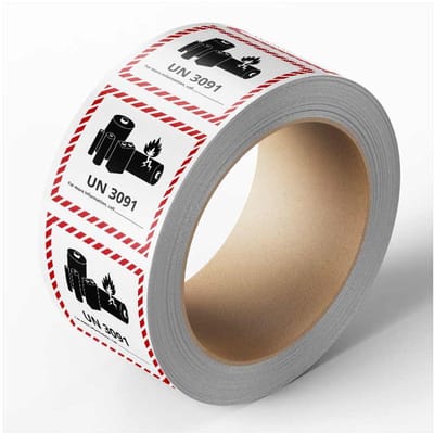 UN3091 sticker op rol met telefoonnummer 50 x 50 mm - 475 per rol
