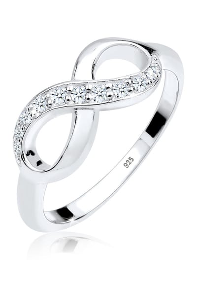 Elli PREMIUM - Ring - Dames Oneindigheidssymbool met Diamant (0.125 ct.) Liefde in 925 Sterling Zilver - Dames