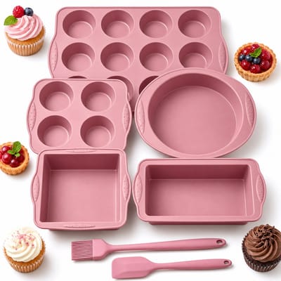Siliconen bakvormenset – Bakgereedschap voor cakes, muffins en brood – Inclusief siliconen kwast en spatel (7-delige set) – Antiaanbaklaag, flexibel en hittebestendig – Hoogwaardige siliconen (BPA-vrij) – Nordic flour