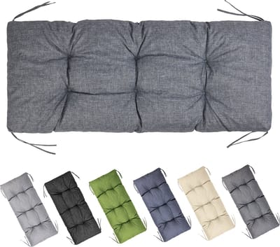 Garronda Bankkussen 120x50 cm – 10 cm dik – Waterafstotend & UV-bestendig – met Banden – Grijs GD-AM-Bono