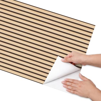 Coloray Meubel Wrap Folie - Beige Meubelfolie - 50x100 cm - Meubel Wrap Folie Beige strepen - Plakfolie Meubels - Modern Meubelfolie - Decoratiefolie Zelfklevend - Slaapkamer decoratie - Achtergronden en patronen
