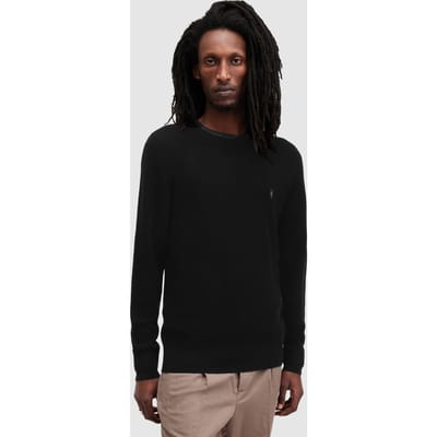 AllSaints Ivar Merino Crew Black Maat: S | Sweaters Outlet | Heren | Zwart