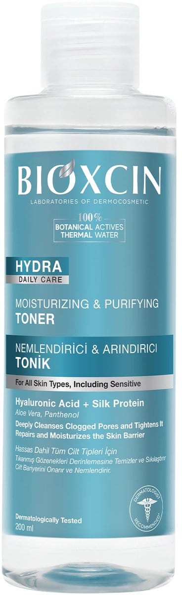 Bioxcin Hydra Toner - Moisturizing & cleansing tonic– 200 ml – Hydraterende & Reinigende Gezichtstoner – Met Hyaluronzuur, Zijdeproteïne & Aloë Vera – Voor Gevoelige Huid - Tonic - cleansing tonic