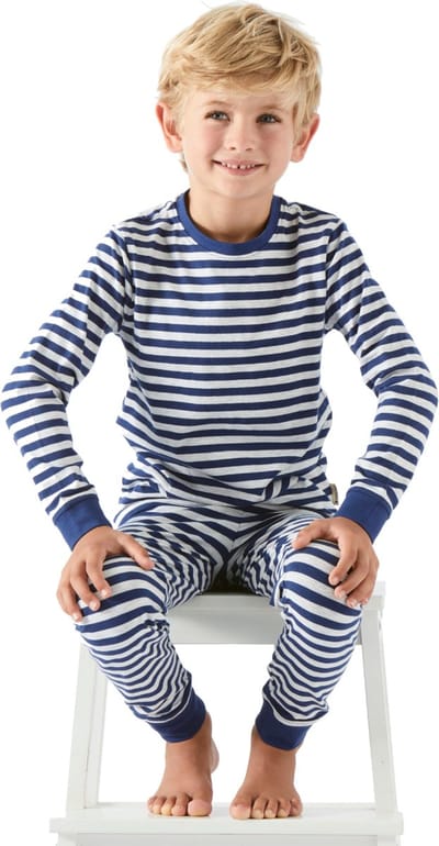 Little Label Pyjama Jongens Maat 98-104/4Y - grijs, donkerblauw - Gestreept - Pyjama Kind - Zachte BIO Katoen