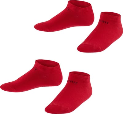 Esprit Foot Logo 2-Pack kort eenkleurig katoen multipack sneakersokken enkelsokken kinderen rood - maat 23-26