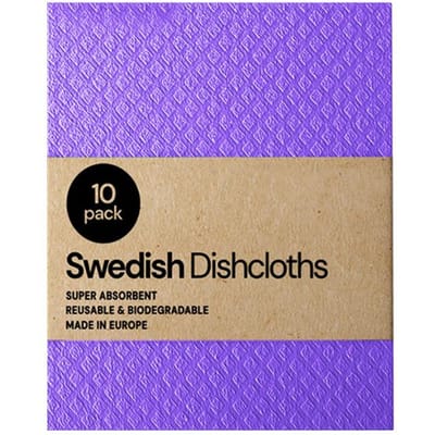 Lot de 10 torchons de nettoyage magiques absorbants en cellulose, torchon suédois en pulpe de bois, éponge réutilisable 10pcs violet