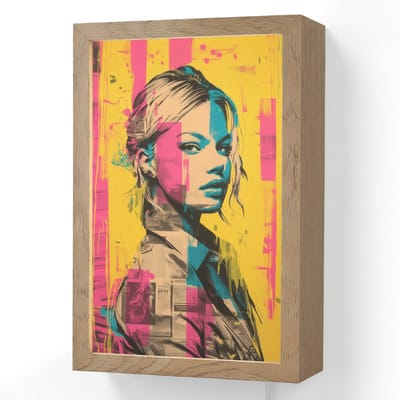 Wandlamp 20x30 cm - Oplaadbaar - Vrouw - Verfstrepen - Gekleurd - Wandlampen binnen woonkamer - Slaapkamer lamp met kabel - Decoratieve nachtlamp - Vloerlamp snoer