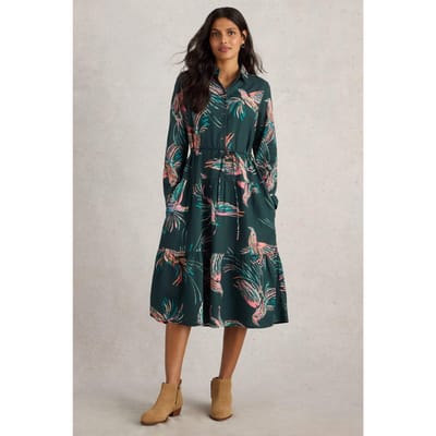 White Stuff Beatrice Shirt Dress Green Print Größe: 10 REGULAR | Blusenkleider Outlet | Damen | Grün