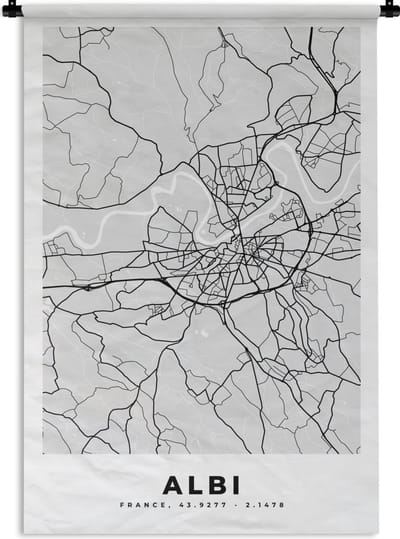 Wandkleed - Wanddoek - Frankrijk – Albi – Stadskaart – Plattegrond – Kaart - 120x180 cm - Wandtapijt