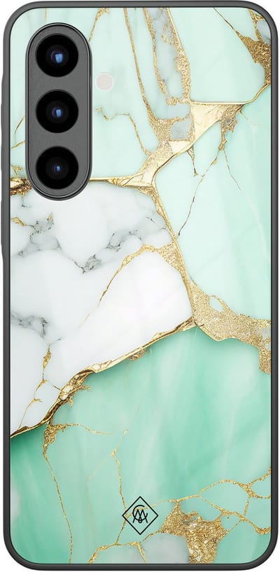 Casimoda® hoesje - Geschikt voor Samsung Galaxy A57 - Marmer Mint Goud - Luxe Hard Case Zwart - Backcover telefoonhoesje - Lime Groen