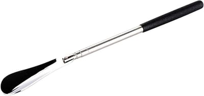 Metalen schoenlepel - Lange hoorn - Schoenen aantrekken - Verstelbare lengte - 31 cm - Zilverkleurig