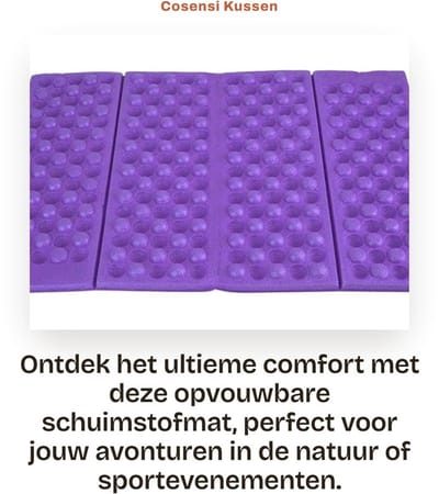 Dailygoods- Schuimstofmat Opvouwbaar - Zitkussen Draagbaar - Waterdicht - Outdoor - Camping - Goede Flexibiliteit - Zitmat