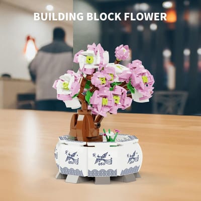 Perzikbloesem Bonsai Boom Bouwstenen Set Levensechte Gemakkelijk te Monteren Educatieve Bouwstenen Model Speelgoed voor Kinderen Volwassenen