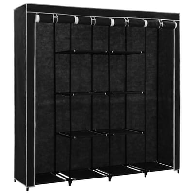 vidaXL - Kledingkast - met - 4 - vakken - 175x45x170 - cm - zwart