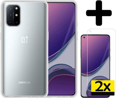 Hoesje - Met 2x Screenprotector - Geschikt voor OnePlus 8T - Sterk & Shockproof - Back Cover - Siliconen Case - Telefoon Hoes - Telefoonhoesjes - Transparant