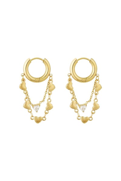 Bijoutheek Oorringen Chain Of Hearts Goudkleurig
