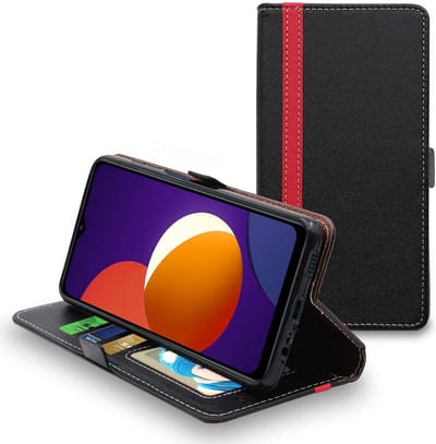ebestStar - Hoes geschikt voor Samsung Galaxy M12, Wallet Etui, Book case hoesje, Zwart, Rood