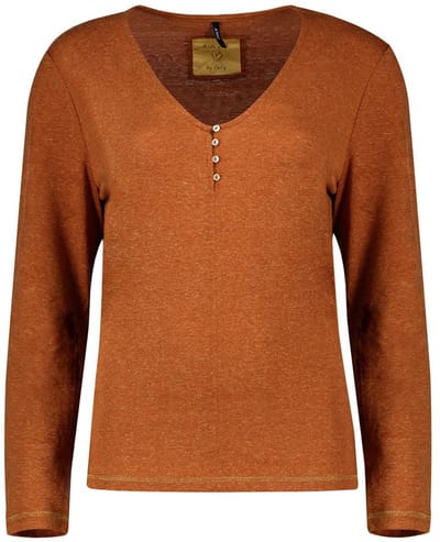 Only Lia T-shirt Met Lange Mouwen En V-hals Bruin S Vrouw