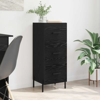 vidaXL - Dressoir - Zwart - eiken - 34 - x - 34,5 - x - 90 - cm - Bewerkt - hout