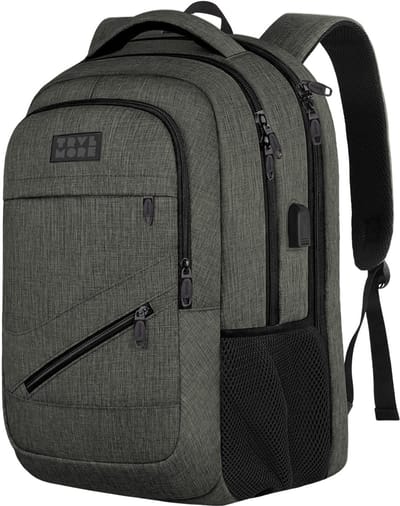 TRVLMORE 28L Rugzak - Rugtas met 15,6 Inch Laptopvak - Schooltas - Laptoptas - Spatwaterdicht - Heren en Dames - Jongens en Meisjes - Grijsgroen