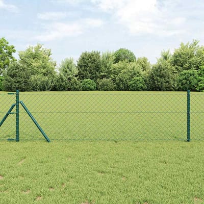 vidaXL - gaashek - met - grondbevestiging - 10 - x - 0,4 - m - PVC-Coated - Staal - Groen