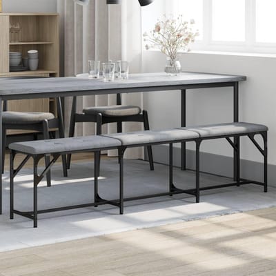 Eetkamerbank - Zitbank Bankje - Buiten Zitten - Stalen Frame - 186 cm - Lichtgrijs