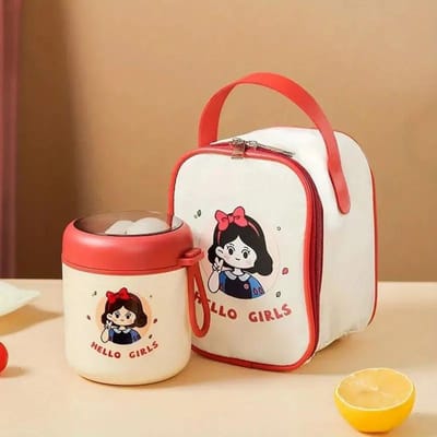 Tasse à soupe en acier inoxydable, Tasse de petit-déjeuner scellée, Boîte à lunch portable avec couvercle et cuillère, Ustensiles de cuisine ménagers, Tasse-boîte alimentaire 1&1 white