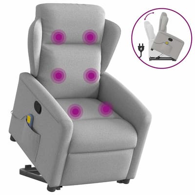 vidaXL - Sta-op-massagestoel - verstelbaar - stof - wolk - grijs