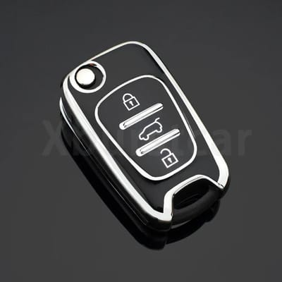 Voor Hyundai I20 I30 Ix20 Ix35 Elantra Accent Zachte TPU Auto Klap Sleutelhoes Cover Auto Sleutel Beschermhoes Auto Interieur Accessoires black