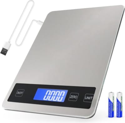 Vardaan Digitale Keukenweegschaal - Weegschaal voor keuken - Met USB - Oplaadbaar - Tarra functie - 1 gram tot 10 kg - RVS