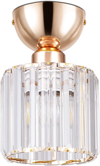 Lemlit Kristallen Plafondlamp - Moderne Plafonnière met E27 Fitting - Decoratieve Plafondverlichting voor Slaapkamer Woonkamer Keuken en Hal - Goud - Zonder Lichtbron