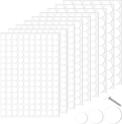 Zelfklevende Rond PVC Schroefdeksels, Diameter 12 mm/15 mm/21 mm, Waterdichte Deksel Stickers voor Muren, Meubels en Kasten, 870 Stuks