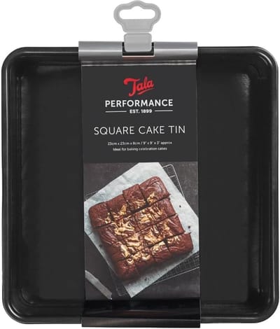 Tala Performance – Vierkante Bakvorm met Losse Bodem – 23 cm – Dubbele Anti-aanbaklaag – Brownie & Taartvorm – Ovenbestendig Koolstofstaal