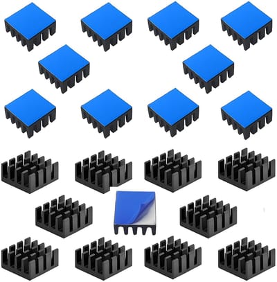 Dailygoody - Koellichaam - Aluminium radiator - Ideaal voor 3D-printer - Zwart - Thermische lijm - Geschikt voor elektronica - 20 stuks
