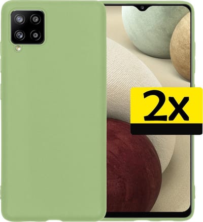 Hoesje - 2 Stuks - Geschikt voor Samsung Galaxy A12 - Sterk & Shockproof - Case Siliconen - Back Cover - Telefoon Hoes - Telefoonhoesjes - Groen