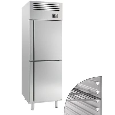 GGM Gastro Kühlschrank Edelstahl Premium PLUS - GN 2/1 - 560 Liter - mit 2 Halbtüren Zilver