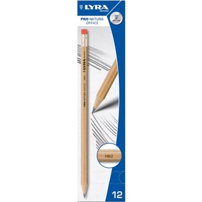 Potlood LYRA Pro Natura Office HB met gum set à 12 stuks grijs