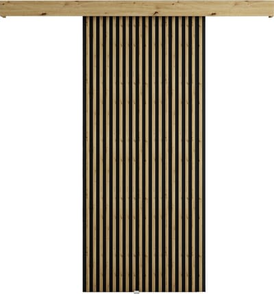 InspireMe - Schuifdeursysteem met rail - 90x204cm - ZEBRA I - Zwart + Artisan Eik met Soft-Close system