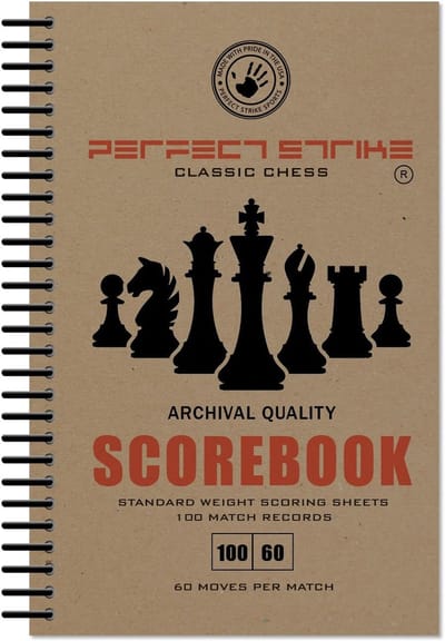 Schaak Scoreboek - Partij noteren - Wedstrijdregistratie - Archiefkwaliteit papier - 5.5 x 8.5 inch - Natuurlijk Kraft Bruin