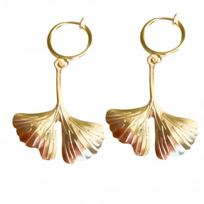 Klem oorbellen - Ginkgoblad - goudkleurig- geen gaatje- Charme Bijoux