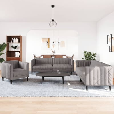 vidaXL - 3-delige - Loungeset - stof - taupe