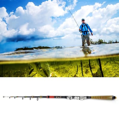 Canne à pêche télescopique en carbone pour la mer, canne à pêche à la main filante portable, accessoire 210CM